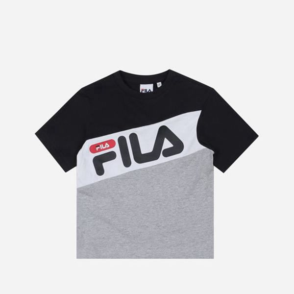 Camisetas Manga Corta Fila Niñas Negras / Gris - Uno Crew Neck S/S - España 153780YLF